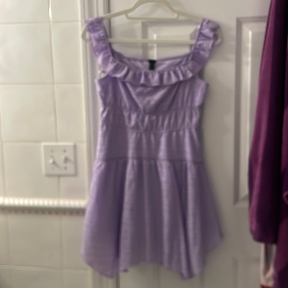 short purple flowy dress